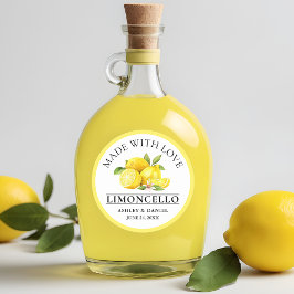 Gulten Watercolor Lemons Bröllop Kärlek Limoncello Runt Klistermärke