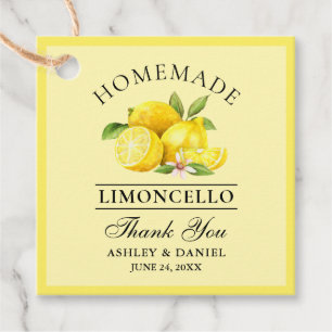 Gulten Watercolor Lemons Limoncello, tack, fyrkant Gåvor Etiketter