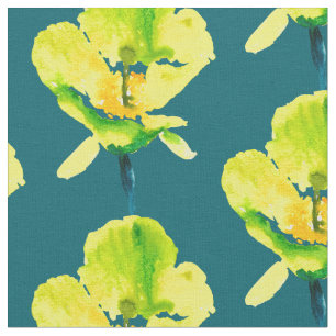 Gultens abstrakt vattenfärg lös blommigt tyg