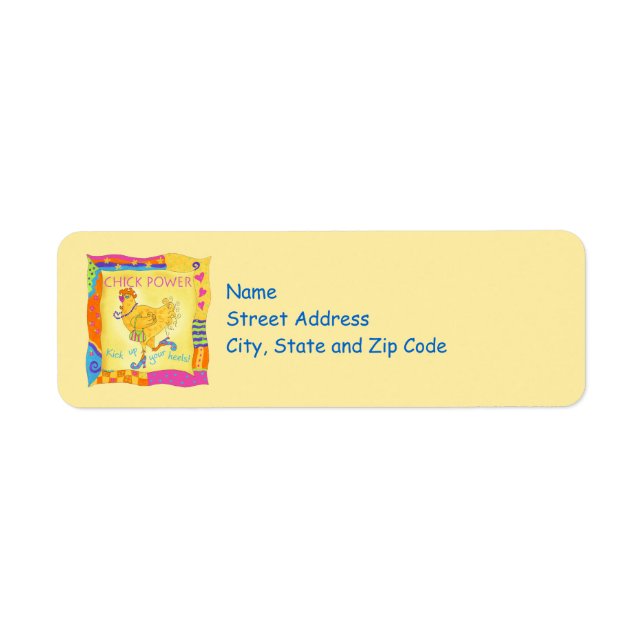 Gultens adressetikett för Chickens  med hög klockf Returadress Etikett (Framsidan)