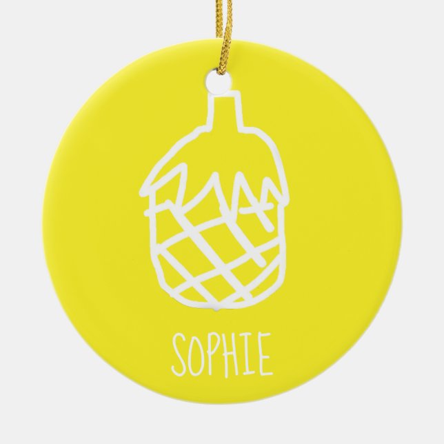 Gultens ananas modern, enkel design julgransprydnad keramik (Framsidan)