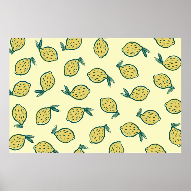 Gultens bakgrund med citroner. Lemon, bakgrund w Poster (Framsidan)