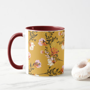 Gultens bakgrundsblommor mugg