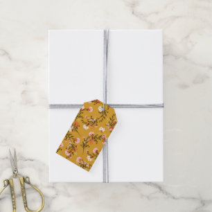 Gultens bakgrundsblommor presentetikett