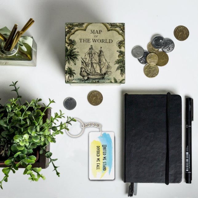 Gultens blå ukrainsk flagga förenat står citat (Skapare uppladdad)