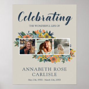 Gultens Blommigt Fotokollage - välkomstmeddelande Poster