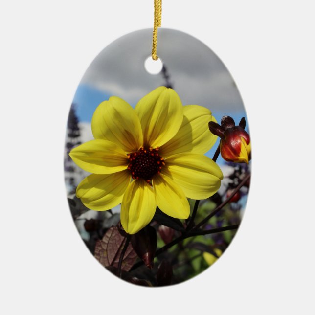 Gultens blomornament julgransprydnad keramik (Framsidan)