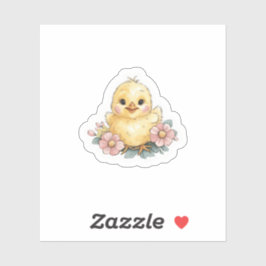 Gultens chick med blommor klistermärken