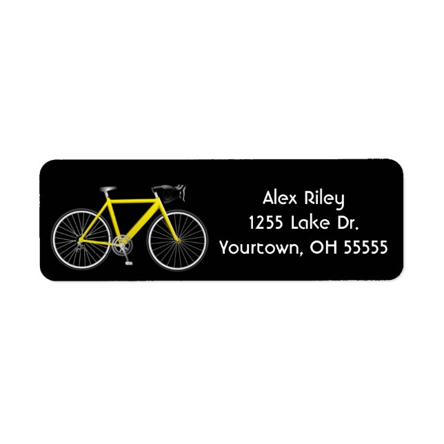 gultens cykel på svart etikett returadress etikett (Framsidan)