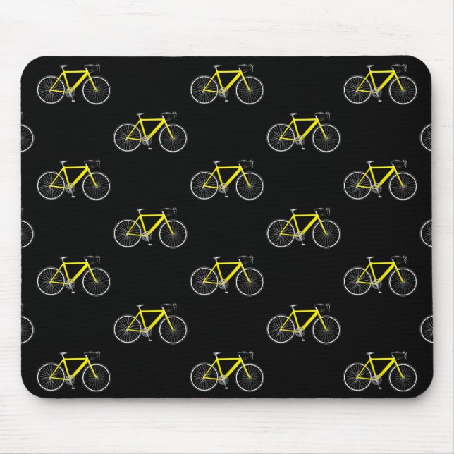 gultens cykel på svart musmatta (Framsidan)