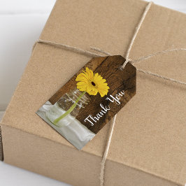Gultens Daisy i Märkrna Burk Barn Wedding Favor Presentetikett