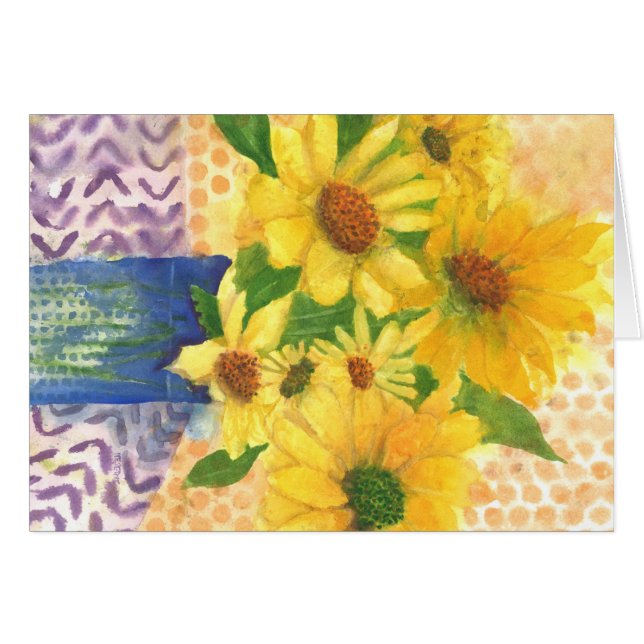 GULTENS DAISY i VAS Hälsningskort (Framsidan Horizontal)