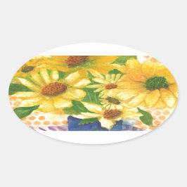 GULTENS DAISY i VAS Ovalt Klistermärke