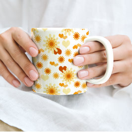 Gultens Daisy och hjärta Kaffemugg