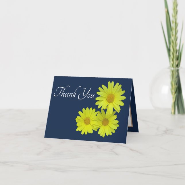 Gultens Daisy - Tack för blå bakgrund Kort (Framsida)