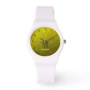 Gultens geometriska maska mönster Monogram Armbandsur