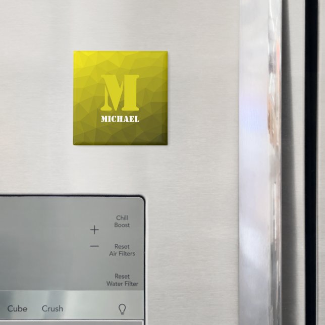 Gultens geometriska maska mönster Monogram Magnet (In Situ (Fridge))