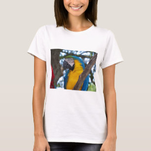 Gultens grönt och blåtropisk maka tee shirt