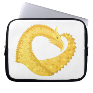 Gultens hjärtinfarkt på vitt laptop sleeve