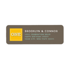 Gultens kvadratskiss, en Twillingars Födelsedagsfe Returadress Etikett