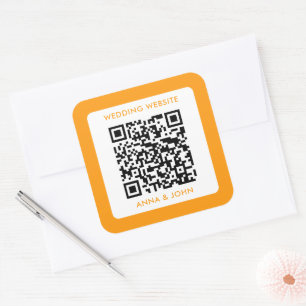 gultens modernt, minimalistiska bröllop qr-kod fyrkantigt klistermärke