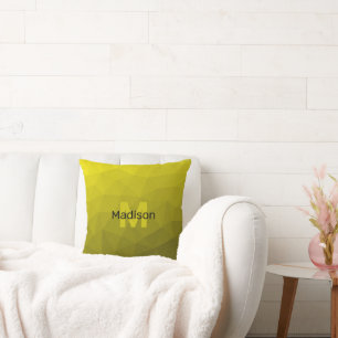 Gultens mörk, monogram, geometriskt nät mönster Mo Kudde