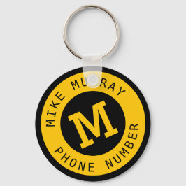 Gultens nyckelkedja med monogram nyckelring