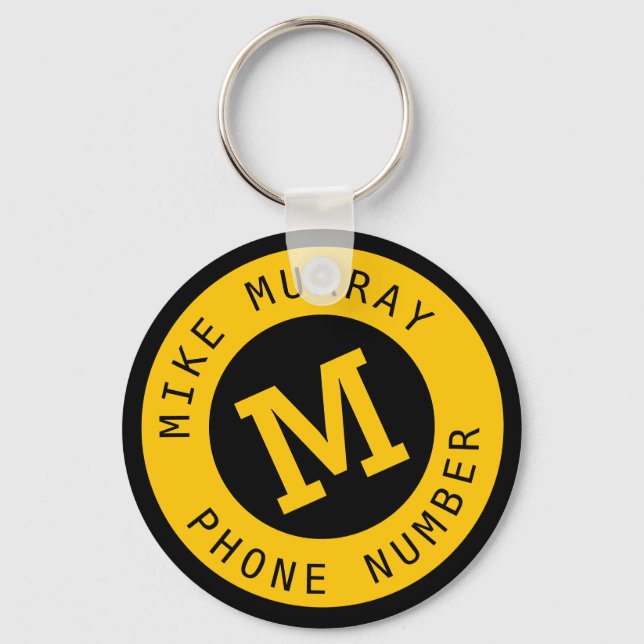 Gultens nyckelkedja med monogram nyckelring (Framsida)