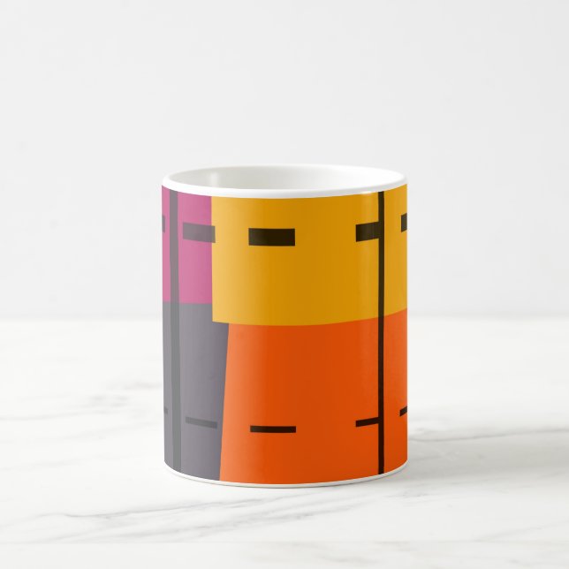 Gultens Orange, Grått, Rosa Abstrakt Art Kaffemugg (Center)
