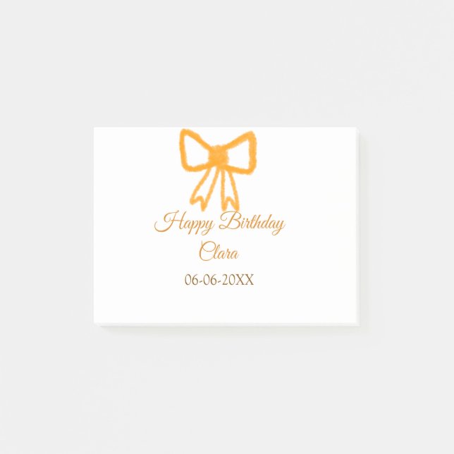 Gultens orange - vattenfärgsretro grattis på födel post-it block (Framsida)