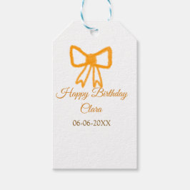 Gultens orange - vattenfärgsretro grattis på födel presentetikett