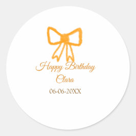 Gultens orange - vattenfärgsretro grattis på födel runt klistermärke