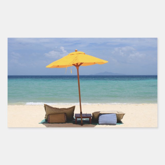 Gultens paraply rektangulärt klistermärke (Framsida)