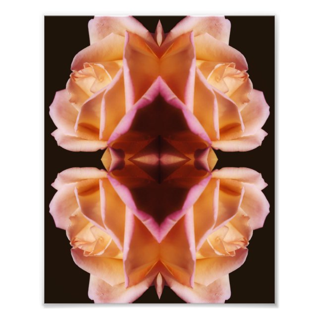 Gultens Rosenknopp Flower Mirrored Art-färgton 8 x Fototryck (Framsidan)