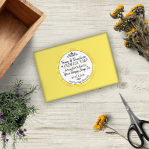 Gultens vattenfärghandgjorda soap Modern typografi Runt Klistermärke