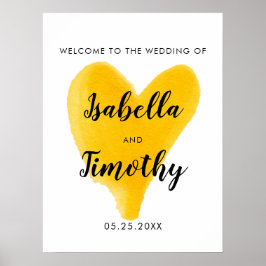 GULTENS vattenfärgsvälkomstbrev till bröllop Poster