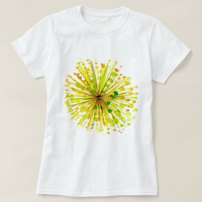 Gultens vildblomma, vit vattenfärg t shirt (Design framsida)