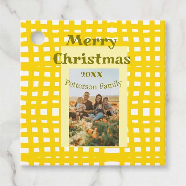 Gultens vita helgdag för jultoma gåvor etiketter (Framsida)