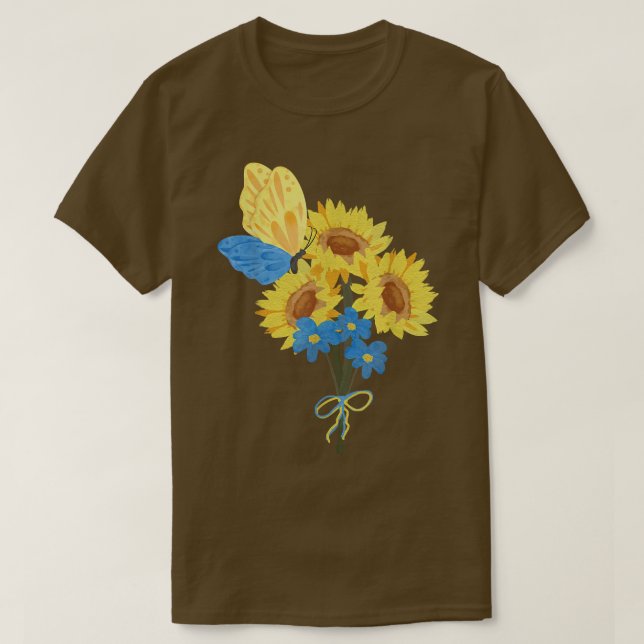 Gulterna solblommor (Tee Blue  Butterfly Top) T Shirt (Design framsida)