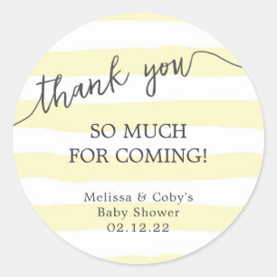Gultrandbaby shower tackar dig att favorisera runt klistermärke
