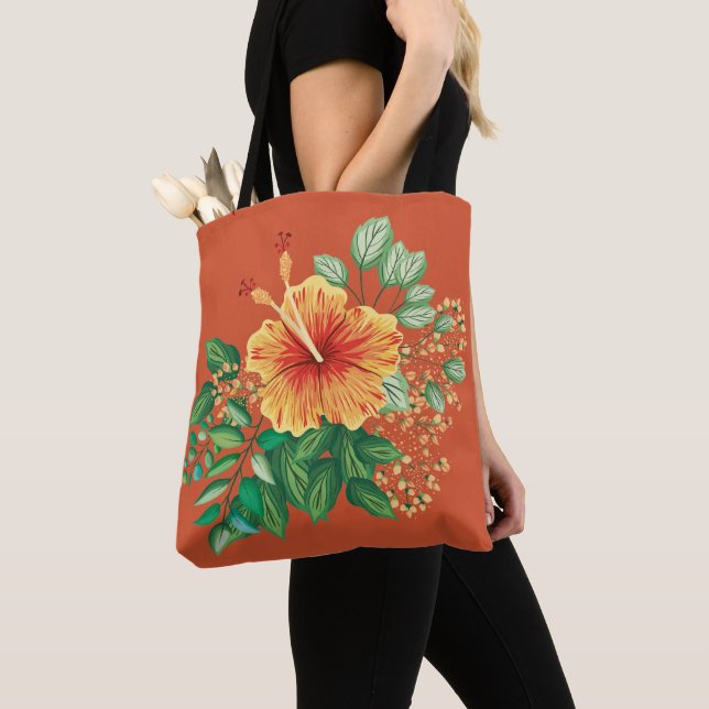 Gumamela Flower Tote Bag Tygkasse (Närbild)