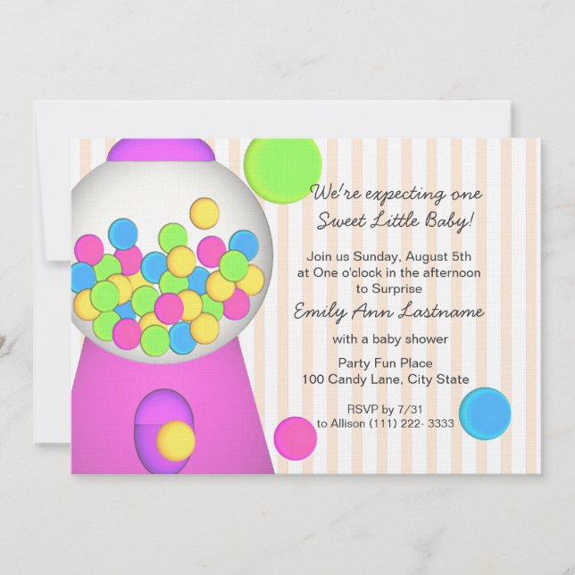 Gumball Baby Shower Inbjudningar (Framsida)