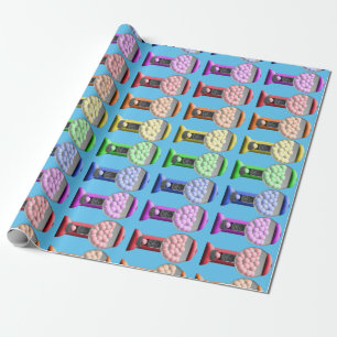 Gumball bearbetar med maskin godisregnbågemönste presentpapper