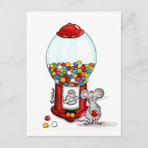 Gumball design med söt liten mus vykort