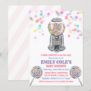 Gumball Godis Söt Bebis Baby Shower Inbjudan