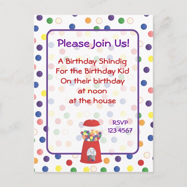 Gumball Inbjudan Vykort (Framsida)