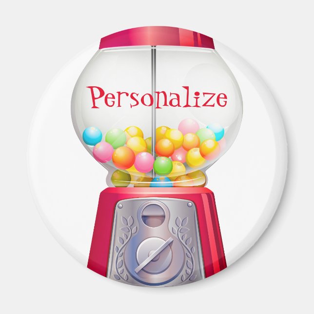 Gumball maskin bubblegum vintage söt röd magnet (Framsidan)