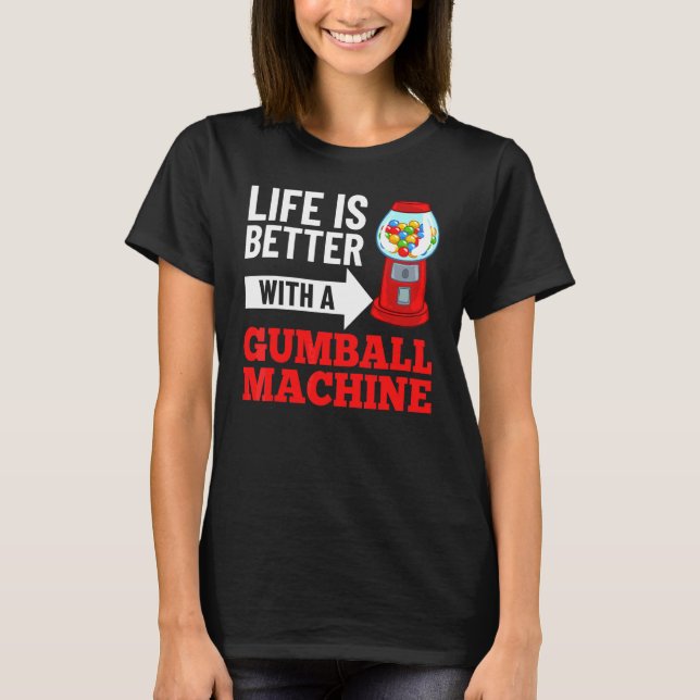 Gumball Maskin Gum Boll Bubble Chewing Gum T Shirt (Framsida)