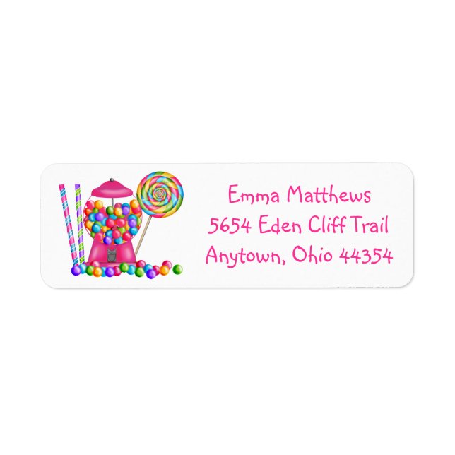 Gumball Maskin Returetiketter Returadress Etikett (Framsidan)