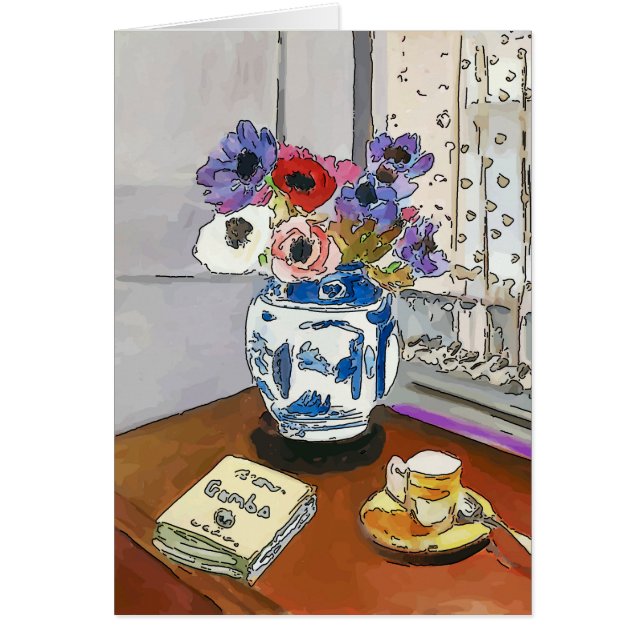 Gumbo Bok och Flowers Hälsningskort (Framsidan)